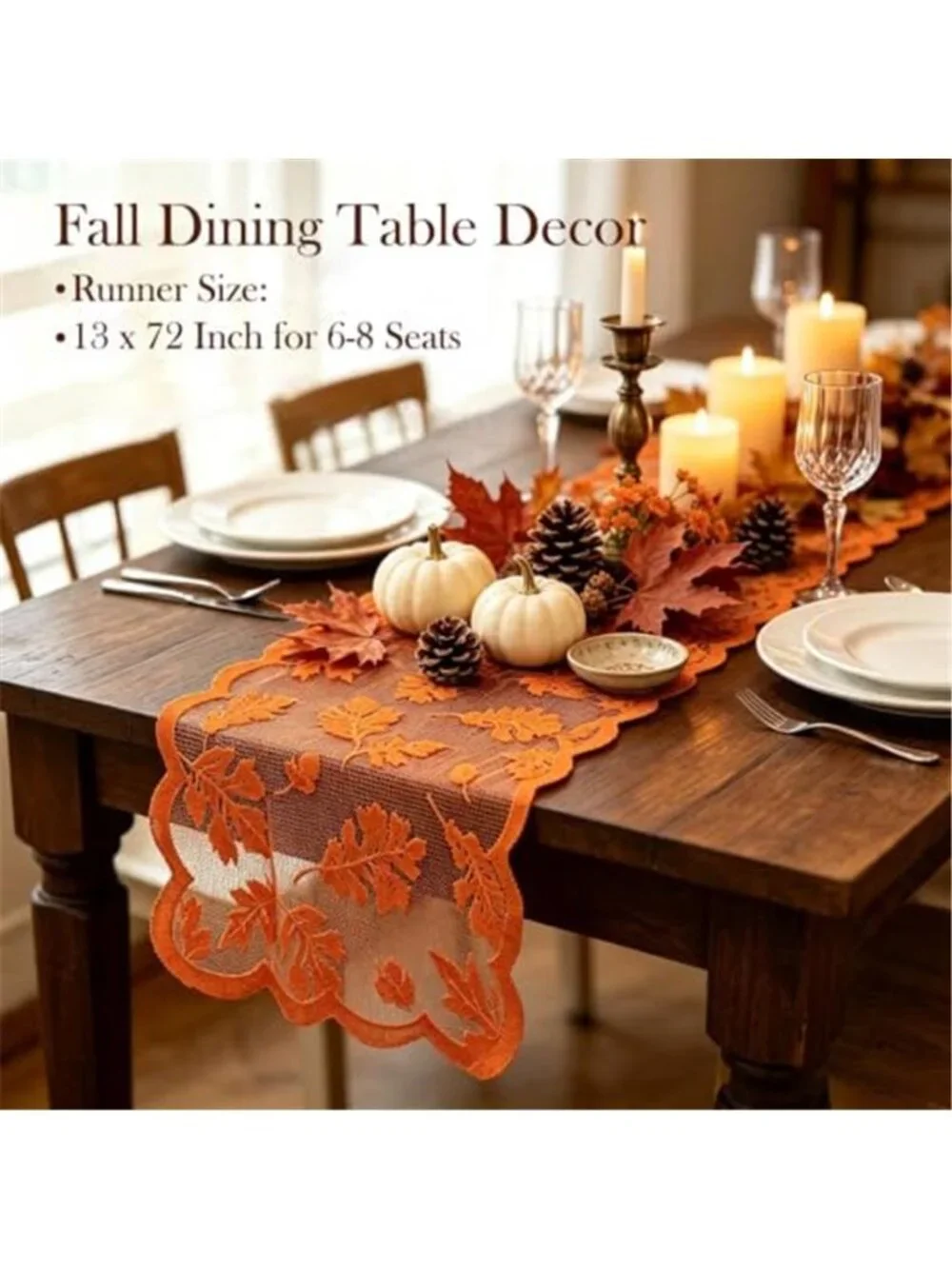 Fall Table Runner Fall Decorations for Home 13 x 72 Inch Maples Leaves Lace